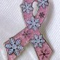 Breast Cancer Awareness Pink Ribbon Snowflake Snow Pin