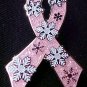 Breast Cancer Awareness Pink Ribbon Snowflake Snow Pin