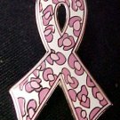 Pink Ribbon Breast Cancer Leopard Print Lapel Pin New