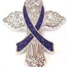Alzheimer's Awareness Purple Ribbon Religious Cross Inspirational Church Pin New