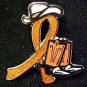 Kidney Cancer Awareness Orange Ribbon Cowgirl Cowboy Western Boots Hat Pin New