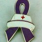 Relay For Life Awareness Nursing Nurse Cap Red Cross Purple Ribbon Lapel Pin New