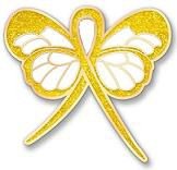 Childhood Cancer Awareness Gold Bling Ribbon Butterfly Lapel Pin Exclusive New