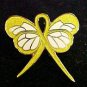 COPD Awareness Lung Gold Glitter Bling Ribbon Butterfly Lapel Pin Exclusive New