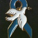 Teal Ribbon White Dove Hope Ovarian Cancer Pin Tac New