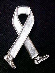 Mental Health Awareness Month is May Silver Gray Walking Legs Ribbon Pin New