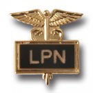 LPN Nurse Gold Inlaid Emblem Pin Caduceus 3502B New