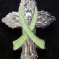 Muscular Dystrophy Awareness Lime Green Ribbon Religious Cross Church Pin New