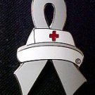 Brain Cancer Nurse Cap Red Cross Gray Ribbon Pin New