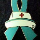 Agoraphobia Awareness Month is May Nurse Cap Red Cross Teal Ribbon Lapel Pin New