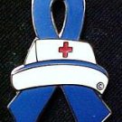 Arthritis Awareness Month is May Nurse Cap Red Cross Blue Ribbon Lapel Pin New