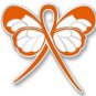 Leukemia Awareness Lapel Pin Orange Ribbon Butterfly Cancer Support