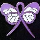 Hodgkin's Disease Lavender Support Ribbon Butterfly Pin