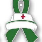 Stem Cell Donor Awareness Month is April Nurse Cap Red Cross Green Ribbon Pin