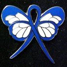 Colon Cancer Awareness Blue Ribbon Butterfly Pin New