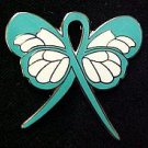 Ovarian Cancer Awareness Month September Teal Ribbon Butterfly Pin Exclusive New