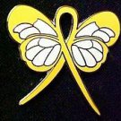 Liver Cancer Awareness Month September Yellow Ribbon Butterfly Pin Exclusive New