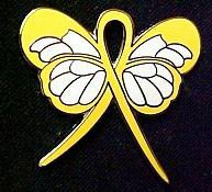 Liver Cancer Awareness Month September Yellow Ribbon Butterfly Pin Exclusive New