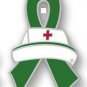 Glaucoma Awareness Month January Nurse Cap Red Cross Green Ribbon Lapel Pin New