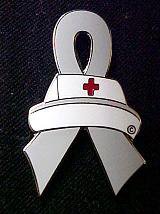 Elderly Abuse Awareness Month is June Nurse Cap Red Cross Gray Ribbon Pin New