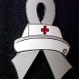 Elderly Abuse Awareness Month is June Nurse Cap Red Cross Gray Ribbon Pin New