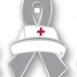 Brain Disabilities Awareness Month is May Nurse Cap Red Cross Gray Ribbon Pin