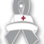 Allergies Awareness Month is May Nurse Cap Red Cross Gray Ribbon Pin New