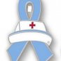 Graves Disease Nurse Cap Light Blue Ribbon Lapel Pin