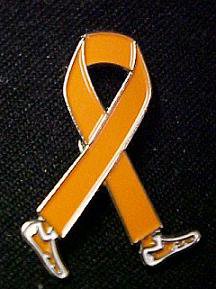 Kidney Cancer Awareness Month is March Orange Ribbon Walking Legs Lapel Pin New