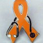 Melanoma Awareness Month is May Doctor Stethoscope Orange Ribbon Support Pin New