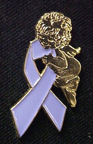 Gold Angel Lilac Ribbon General Caregiver Pin Tac New