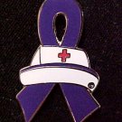 Hodgkin's Disease Awareness Nursing Nurse Cap Red Cross Purple Ribbon Pin New