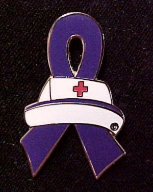 Domestic Violence Awareness Nursing Nurse Cap Red Cross Purple Ribbon Pin New