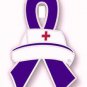 Crohn's Disease Awareness Nursing Nurse Cap Red Cross Purple Ribbon Pin New