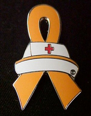 Animal Cruelty Awareness Nursing Nurse Cap Red Cross Orange Ribbon Lapel Pin New