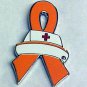 Animal Cruelty Awareness Nursing Nurse Cap Red Cross Orange Ribbon Lapel Pin New