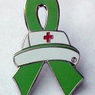 Lymphoma Awareness Nursing Nurse Cap Red Cross Lime Green Ribbon Pin New