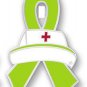Sandhoff Disease Awareness Nursing Nurse Cap Red Cross Lime Green Ribbon Pin New