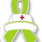 Lyme Disease Awareness Nursing Nurse Cap Red Cross Lime Green Ribbon Pin New