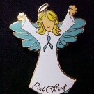 Ovarian Cancer Awareness Teal Ribbon Angel Blonde Pin