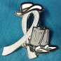 Dyslexia Awareness Glitter Gray Ribbon Cowgirl Cowboy Western Boots Hat Pin New