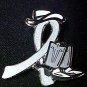 Brain Disabilities Awareness Gray Ribbon Cowgirl Cowboy Western Boots Hat Pin