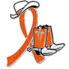 Animal Cruelty Orange Glitter Ribbon Cowgirl Cowboy Western Boots Hat Lapel Pin