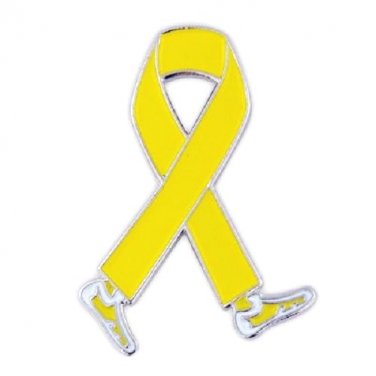 Yellow Ribbon Walking Legs Pin Hydrocephalus Awareness Month is September New