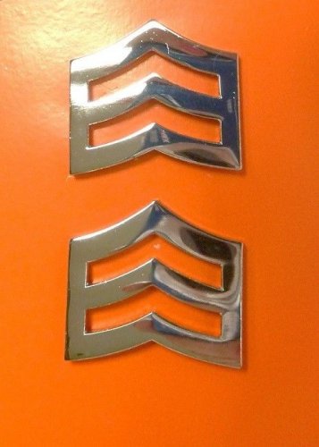 Sergeant Chevron 1" Collar Pin Set Rank Insignia SGT Police Military Nickel 765N