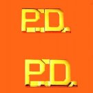 P.D. Police Department Collar Pin Set Insignia Gold Metal Cut Out Letters 4315G