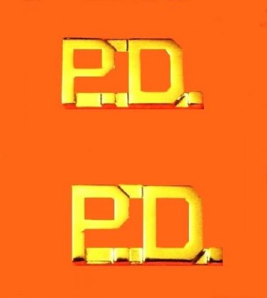 P.D. Police Department Collar Pin Set Insignia Gold Metal Cut Out Letters 4315G