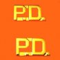 P.D. Police Department Collar Pin Set Insignia Gold Metal Cut Out Letters 4315G