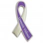 Domestic Violence Pin Purple Silver Ribbon with Lettering Awareness Support New