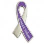 Domestic Violence Pin Purple Silver Ribbon with Lettering Awareness Support New